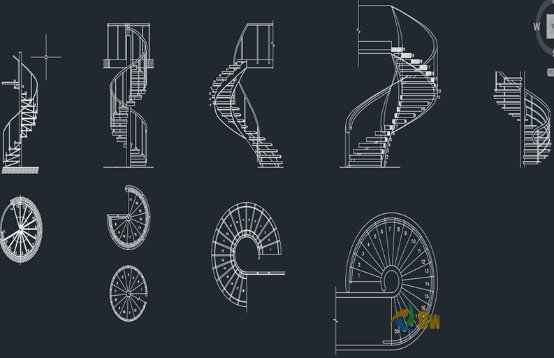 دانلود نقشه اتوکد پله گرد DWG | Spiral Staircase DWG Download